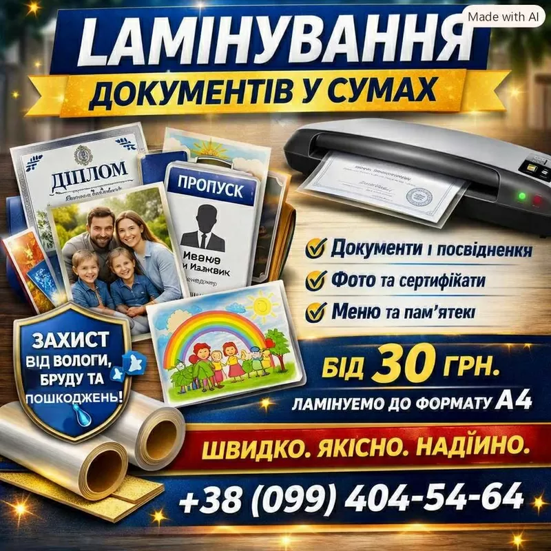 Ламінування документів та фото у Сумах – захист того, що важливо!